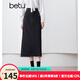 百圖betu女裝秋季新款半身裙新復古回潮高腰牛仔裙裙子女2409T76 黑色 L