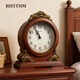 麗聲（RHYTHM）大氣實(shí)木鐘表擺件桌子石英鐘機芯座鐘家用客廳臺式簡(jiǎn)約創(chuàng  )意裝飾 淺棕色 25