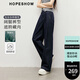 紅袖寬松垂感牛仔褲2025春季新款女裝酷颯氣質(zhì)原色高腰休閑闊腿長褲 深牛仔藍(lán)072（預(yù)售8.28) L