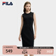 FILA 斐樂(lè)官方女裝連衣裙2025年夏季新品修身顯瘦無(wú)袖背心裙打底裙子 正黑色-BK M 165/84A/M
