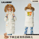 拉拉波波冬季新款寬松保暖大毛領(lǐng)連帽中長(zhǎng)款羽絨服女時(shí)尚減齡|LBBD-WSYR21 米色 S