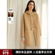 ELLE綿羊毛駱駝絨寬松連帽毛呢外套女2024冬季新款優(yōu)雅羊毛大衣 咖色 M