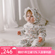 OAK FAMILY夾棉連體衣嬰兒棉服秋冬裝新生兒保暖百天男女寶寶柔暖滿月衣服 無帽子 青鳥與薔薇【和式款】 52cm
