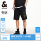 杰克·瓊斯（JACK&JONES）男裝25年涼感衛短褲男夏季外穿潮流寬松沙灘五分褲大褲衩BSQ聯(lián)名 E40黑色-五分 M (175)
