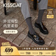 KISSCAT接吻貓25年新董璇/毛曉彤同款小D扣厚底樂(lè )福鞋百搭小皮鞋單鞋女 黑色 （瘦腳卡碼拍小一碼） 37