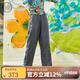 非魚非魚2024夏季新款休閑舒適拼接女褲子時(shí)尚直筒褲輕薄運(yùn)動(dòng)感休閑褲 灰黑 XL