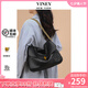 viney牛皮新款托特包包女包大容量斜挎包生日七夕情人節(jié)禮物送女友老婆 【黑色】實用高級感鏈條編織包 輕奢時尚百搭休閑通勤單肩腋下包