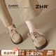 ZHR厚底樂(lè )福鞋女圓頭軟底小皮鞋女復古英倫風(fēng)單鞋女鞋 AH699米色37