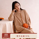 朵朵·可可秋冬季新款保暖親膚半邊絨簡約女長袖家居服睡衣套裝 卡其 L (165)
