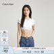 Calvin Klein內(nèi)衣【七夕禮物摩登引力帶】女士ck無鋼圈輕運動T恤文胸QF7213AD 100-月光白 M 推薦75B-85A