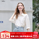 百圖betu女裝2025夏季新款襯衫微皺感亮片梭織七分袖上衣女2507T63 米白 S