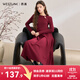 西遇【灼灼紅蓮】春節新中式國風(fēng)鏤空領(lǐng)連衣裙女2025春季古典長(cháng)裙 紅色 M