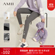 AMII女裝2025冬季新款極簡小熊系列內加絨打底褲修身保暖彈力 深花灰 XL 170/76A