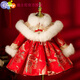 迪士尼（Disney）拜年服女童唐裝公主裙加厚兒童旗袍連衣裙中式周歲禮服女寶寶冬季 紅色 90