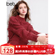 百圖betu女裝冬季新款毛衣半高領(lǐng)流蘇設(shè)計圣誕氛圍毛衣女2412T08 紅色 L