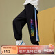 ASK JUNIOR男童褲子2025夏薄款印花長(cháng)褲時(shí)尚涼爽兒童防蚊褲 黑色 160