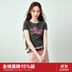 樂(lè )町甜美少女感噪點(diǎn)櫻桃印花T恤女夏季新款修身短袖舒適上衣 深灰（現貨） S