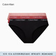 Calvin Klein內衣女士本命年ck三條裝提花光澤性感比基尼三角內褲女QP3289O P2A-太空黑/玉紅/玫瑰粉 3條 S