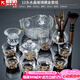 正揚玻璃藏金茶具套裝家用高檔整套水晶耐熱描金功夫三才蓋碗茶杯禮物 12頭(藏金)蓋碗6杯-描金茶道洗