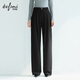 伊芙麗（eifini）伊芙麗帶腰帶時(shí)髦利落輕職場(chǎng)醋酸拖地直筒長(cháng)西裝褲2025秋季新款 黑色 小個(gè)子版 隨單贈送腰帶 M 100-110斤