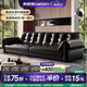 亮酈居中古風(fēng)真皮沙發(fā)小戶(hù)型客廳頭層牛皮美式復古四人位沙發(fā)2025最新款 3.2m多人位 旗艦版：半青皮+硅膠棉+恒壓棉+6CM紫羅蘭