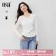 歐莎（OSA）【簡(jiǎn)約小白T】v領(lǐng)短袖t恤女2025年秋新款大碼巨顯瘦上衣正肩薄款 白色A M