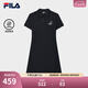 FILA 斐樂官方女子針織連衣裙2025夏新款時(shí)尚休閑純棉基礎(chǔ)POLO裙 傳奇藍(lán)-NV L 170/88A/L