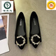啄木鳥(niǎo)韓版淺口時(shí)尚單鞋女2025春季新款百搭平底鞋女四季防滑軟底豆豆鞋 黑色 38