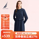 諾帝卡（NAUTICA）【商場(chǎng)同款】女裝春夏新款萊賽爾親膚透氣休閑連衣裙女41DO01 淺藏青色40S L