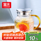 富光耐熱玻璃涼水壺大容量家用果汁杯花茶杯茶壺冷水壺錘紋壺1200ML