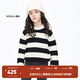 little MO&Co.50%山羊絨童裝男童女童條紋毛衣兒童針織衫紅色羊絨衫 黑白條色 130 130/60