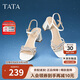 他她夏商場(chǎng)同款百搭一字帶涼鞋女XBD04BL4 米白/銀 36