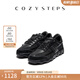 COZY STEPS可至男女款春季新款休閑復古德訓鞋舒適輕便法棍鞋 黑色（女） 37