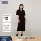 TOMMY JEANS【透氣舒適】夏女珠地棉氣質(zhì)收腰顯瘦V領(lǐng)寬松長(zhǎng)連衣裙17725 黑色BDS S （推薦：95-110斤）