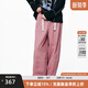 幻走（MOVEUP）2025秋季新款.FUN系列純棉松緊后腰繡花休閑直筒褲女 灰粉 L