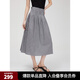 ELLE純棉復古黑白格紋半身裙女2025夏季新款高腰顯瘦a字小眾傘裙 黑白 S
