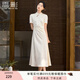 香影新中式國風(fēng)立領(lǐng)連衣裙女2025夏季新款改良旗袍風(fēng)白色提花裙子 米白 斜襟款 暗紋提花 M 160/84A/95-110斤