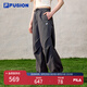 FILA FUSION斐樂潮牌梭織長褲女2025夏季新款時尚休閑寬松運動褲 墨翀灰-GY S 160/62A/S