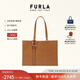 芙拉（FURLA）【禮物】NUVOLA牛皮大號女士大容量上班通勤手提包輕奢托特包 棕色