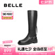 百麗（Belle）七夕禮物時(shí)尚復(fù)古騎士靴女真皮增高厚底長(zhǎng)靴3ELB8DG4 黑色 34 (220mm)