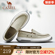 駱駝（CAMEL）春夏新款低幫鞋一腳蹬帆布鞋男款舒適套腳男士休閑鞋 杏色 41