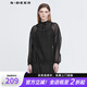 S.DEER圣迪奧女裝個(gè)性網(wǎng)紗撞色字母松緊連帽衛(wèi)衣S22182202 黑色/91 L 170