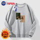 NASA GISS衛衣男加絨保暖圓領(lǐng)長(cháng)袖T恤男寬松打底衫 灰色【小鹿】 XL