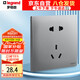 羅格朗（LEGRAND）開關(guān)插座面板 未萊深砂銀色家用86型暗裝插座開關(guān) 五孔二三插座