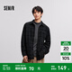 森馬（Semir）長袖襯衫男冬季肌理感燈芯絨情侶格紋外穿襯衣寬松 黑色調(diào)00499 L