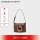 CHARLES&KEITH馬蹄扣Gabine薯條包水桶包手提斜挎包包女包生日禮物CK2-10781870 Chocolate巧克力色 S