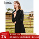 百圖betu女裝秋季新款連衣裙連帽針織高級(jí)感復(fù)古中長(zhǎng)裙女2309T90 黑色 M