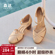 森達時(shí)裝涼鞋女款2025夏季新款商場(chǎng)同款粗跟高跟鞋XMC01BQ5 杏色 36