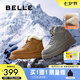百麗戶外休閑雪地靴男款冬季加厚防寒保暖靴短筒棉靴東北靴A1751DD4 灰色 42 (260mm)