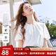百圖betu女裝2025夏季新款T恤法式領(lǐng)口捏褶鏤空設計棉感短袖女2503T18 白色 M
